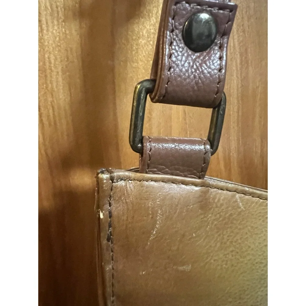 Anuschka Hand Painted Leather Rustic Floral‎ Crossbody Organizer Bag Purse 13x12